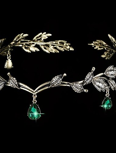  Damen viktorianische Blattkrone Tiara Retro Vintage Rokoko Braut Kopfschmuck Strass Kopf für Hochzeit Haarschmuck