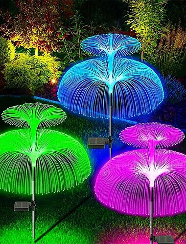  Solar Lights Outdoor New Upgraded Solar Jellyfish Light Waterproof Colored Changing Solar Flowers Garden Lights for Pathway Patio Yard Deck Walkway Christmas Decoration