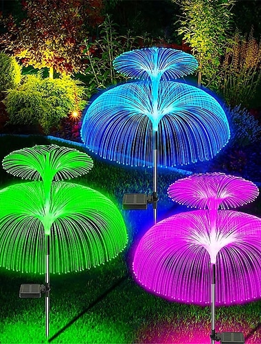  Solar Lights Outdoor New Upgraded Solar Jellyfish Light Waterproof Colored Changing Solar Flowers Garden Lights for Pathway Patio Yard Deck Walkway Christmas Decoration