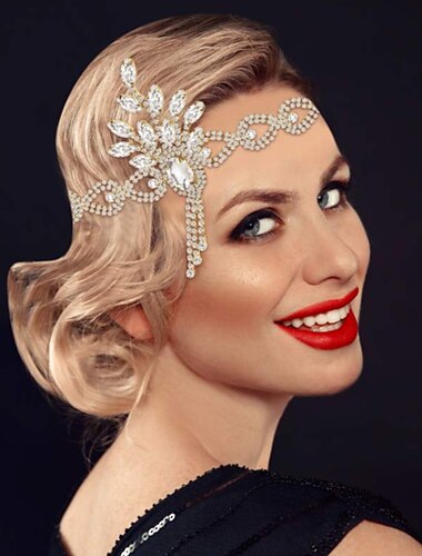  Retró Ordító 20-as évek 1920-as évek Flapper fejpánt A nagy Gatsby Charleston Esküvői Vendég Női Farsang Álarcos mulatság Karácsony Halloween Party estélyi viselet Felnőttek Fejpánt Minden évszak