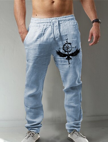  Hombre Pantalones Pantalones de verano Pantalones de playa Correa Cintura elástica Impresión 3D Estampados Comodidad Casual Diario Festivos Moda Ropa de calle Blanco Amarillo