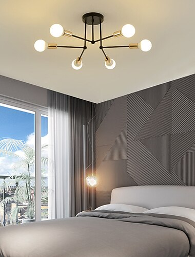  LED Ceiling Light 6-Light 70cm Nordic Style Chandelier Sputnik Design Metal Artistic Style Industrial Painted Finishes Kitchen Bedroom Kids Room Lights Warm White 110-240V
