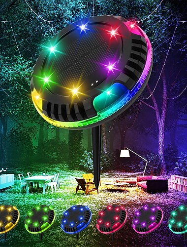  luces solares de tierra al aire libre jardín patio luz de disco multicolor cambio automático 10led impermeable iluminación de paisaje en el suelo