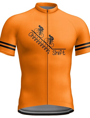  Voor heren Wielrenshirt Grafisch Letter en nummer Grappig Korte mouw Fietsen Shirt Kleding Bovenlichaam met 3 achterzakken Bergracen Wegwielrennen Sneldrogend Reflecterende strips Achterzak