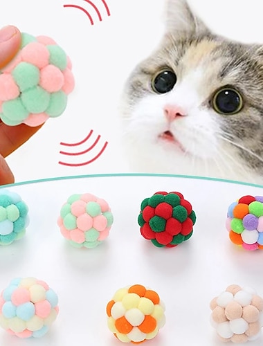  Juguete interactivo para gatos, bolas de juguete para gatos, juguetes de jaula para ratones, juguetes de peluche artificiales coloridos para gatos, suministros para mascotas, juguetes interactivos de