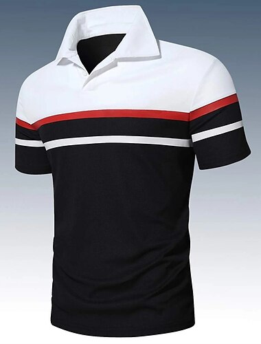  Men's Polo Shirt Golf Shirt Casual Holiday Classic Short Sleeve Fashion Basic Color Block Classic Summer Regular Fit Fire Red Black Pink Dark navy Polo Shirt