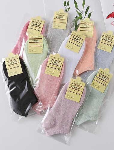  calcetines náuticos de mujer de algodón de colores empaquetados de forma independiente, calcetines cortos de mujer de color sólido, empaquetados individualmente en una bolsa de opp como regalo