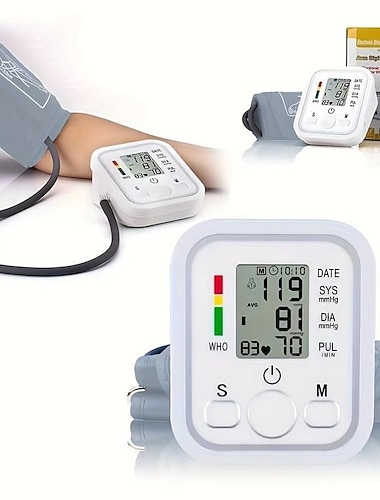  Sphygmomanometer Household Automatic Blood Pressure Measuring Instrument Arm-type Blood Pressure Meter Neutral English Blood Pressure Meter Usb Plug-in (Without Battery)