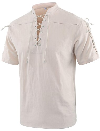  Camisa de pirata para hombre vikingo steampunk retro renacimiento medieval gótico victoriano disfraz de halloween