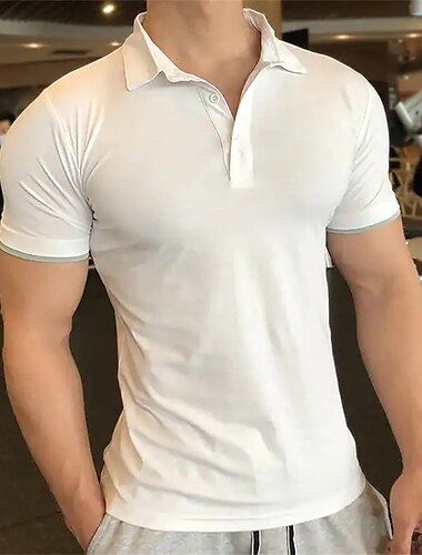  Per uomo POLO Camicia da golf Golf Informale Per eventi Bavero Manica corta Di tendenza Essenziale Liscio Classico Estate Standard Blu cielo chiaro Nero Bianco Grigio POLO