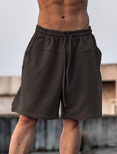  Herren Sportliche Shorts Aktive Shorts Sweatshorts Kurze Hose Tasche Glatt Komfort Atmungsaktiv Outdoor Täglich Ausgehen 100% Baumwolle Modisch Brautkleider schlicht Schwarz Braun