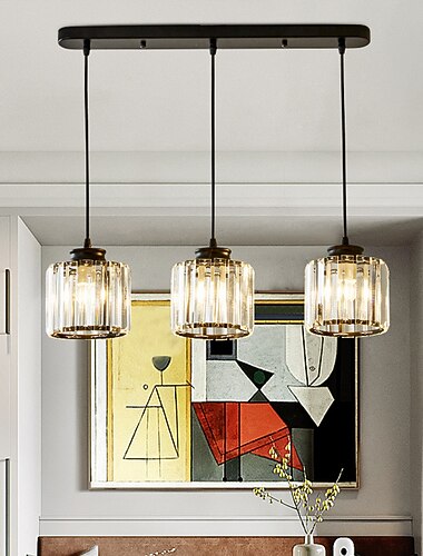  luces colgantes led cocina isla candelabros de cristal 1/3 cabeza casa de campo moderna vestíbulo entrada lámparas techo colgante globo sobre mesa blanco cálido negro / oro
