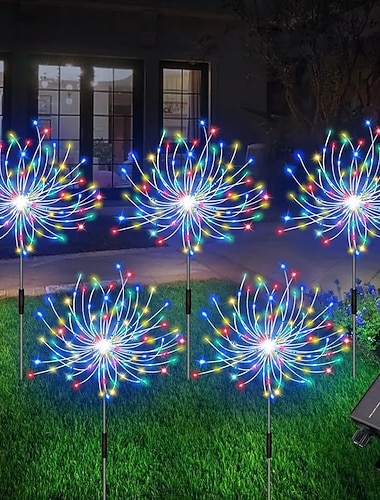 vuurwerk zonne-verlichting outdoor wegverlichting op zonne-energie starburst kerstverlichting waterdicht 8 verlichtingsmodi met afstandsbediening voor terras decoratief landschap 90/120/150/180/200