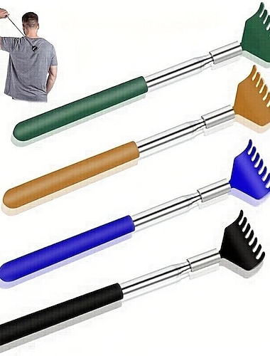  Rascador de espalda extensible de 1 pieza para hombres y mujeres, herramienta de alivio de rascadores de espalda telescópicos de acero inoxidable, rascadores masajeadores portátiles, regalos