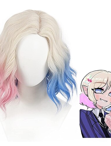  Parrucca Enid Sinclair. Parrucca Cosplay Enid Sinclair Costumi Parrucche Bianche Corte Ondulate Gradient di Donne Ragazze Capelli Sintetici Festa di Carnevale Halloween