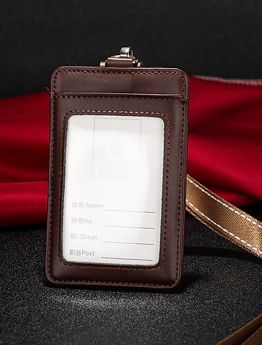  Echtleder Business-Arbeits-Kreditkartenhalter modische ID-Badge-Halter mit Nylon-Lanyard ID-Case Büromaterial
