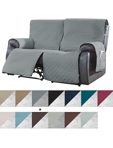  Fundas para sofá reclinables de dos plazas, funda antideslizante para mascotas para 2 asientos reclinables con correas elásticas, funda para sofá de dos plazas reclinable dividida, protector de
