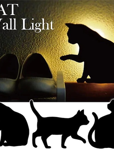  led αισθητήρα νυχτερινό φως ζώο γάτα έλεγχος ήχου φωτιστικό σκιάς προβολή φωτιστικό τοίχου για διακόσμηση σπιτιού παιδικής κρεβατοκάμαρας
