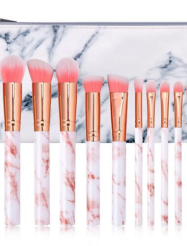  marmer make-up kwasten set 10 stuks professionele premium synthetische kabuki foundation crème gezichtspoeder blush concealer oogschaduw kwast