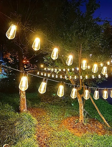  outdoor lichtslingers op zonne-energie 20 vintage lampen 5m 16.4ft voor camping patio tuin led-lampen op zonne-energie waterdicht led-licht met zonnepaneel voor thuis tuin festival bruiloft tent
