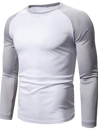  Herre T-shirt Tee Top Lang ærmet skjorte Langærmet Rund hals Sommer Farveblok Raglan ærme Mode Designer Basale Patchwork Ferierejse Gade I-byen-tøj Sort Hvid Lysegrå Top T-shirt til mænd
