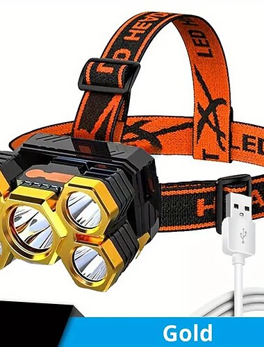  usb قابلة للشحن 5 led كشافات 4 أوضاع عمل رئيس الشعلة للماء للتخييم في الهواء الطلق الصيد الجري وركوب الخيل