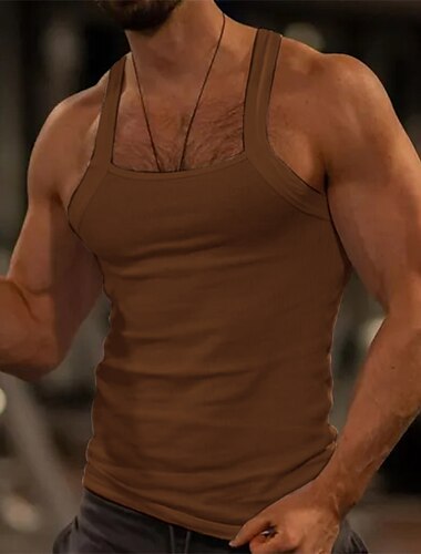  Herren Tank Top Weste Unterhemd Geripptes Strick-T-Shirt Ärmellos Platz Sommer Einfach Mode Streetwear Bodybuilding-Fitness Sport & Outdoor Athleisure Schwarz Weiß Rosa Top T-Shirt für Herren