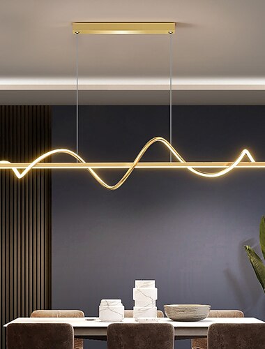  led pendel 100 cm ø lys dæmpbar linje design aluminium stilfuld minimalistisk malet finish spisestue køkken lys 110-240v kun dæmpbar med fjernbetjening