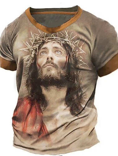 Per uomo Pop art Fede maglietta Manica corta maglietta Stampa 3D Girocollo Camicia Vintage Di tendenza Originale Esterno Giornaliero Sport Marrone Scuro Blu marino Blu reale Primavera estate