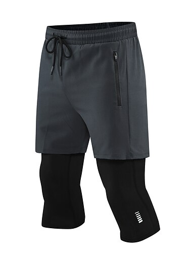  Herren Kompressionshose Laufhose Lang & Kurz Kordelzug 2 in 1 Grundschicht Sportlich Athlässigkeit Spandex Atmungsaktiv Schnelltrocknend Feuchtigkeitsableitung Fitness Fitnesstraining Laufen