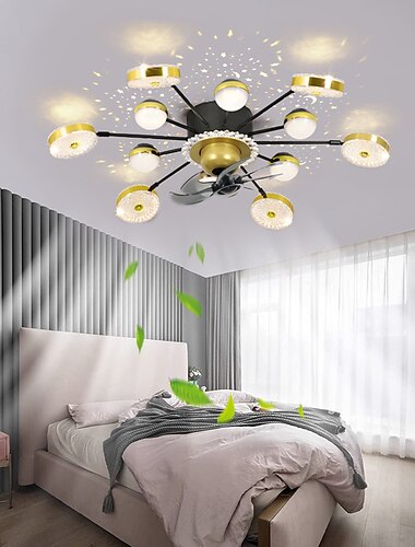  ventilateur de plafond avec application lumineuse&amp; télécommande 102 cm dimmable 6 vitesses de vent spoutnik design projection ventilateur de plafond moderne pour chambre, salon, petite pièce