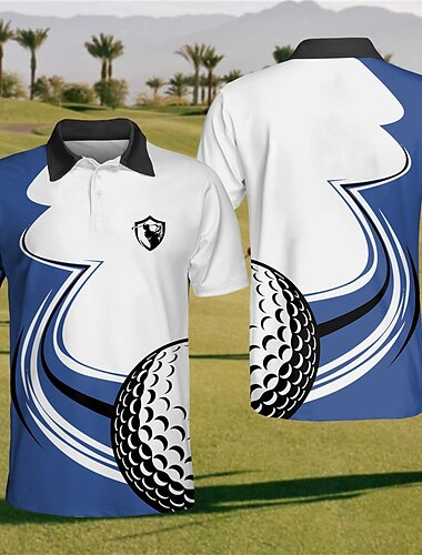  Męskie Prążki Koszulki sportowe polo Koszula golfowa Krótki rękaw Koszulki polo Koszule z kołnierzykiem Codzienny Stroje sportowe Ubrania wakacyjne Guziki Druk 3D Jasnożółty Czarny Żółty