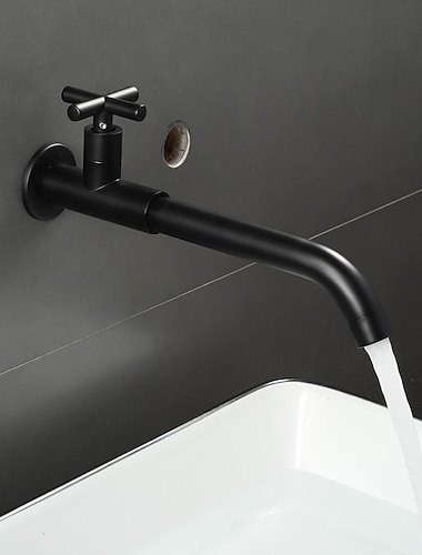  robinet de salle de bain évier seulement robinets de bassin d'eau froide fixés au mur, 360 rotations mitigeur laiton antique robinet de vasque de salle de bain noir chrome doré blanc