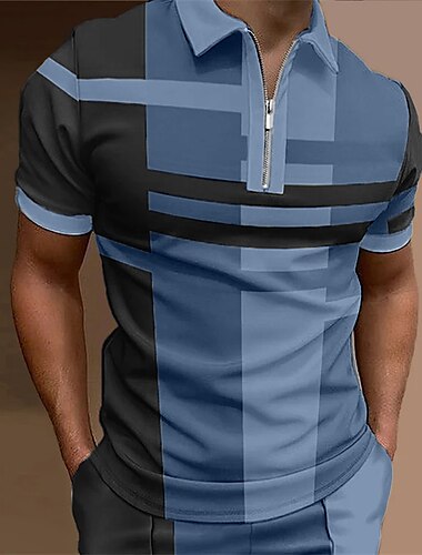  Herren Poloshirt Golfhemd Casual Festtage Kargen Viertel Postleitzahl Kurzarm Modisch Basic Plaid Viertel Postleitzahl Sommer Regular Fit Rote Blau Purpur Braun Grün Grau Poloshirt