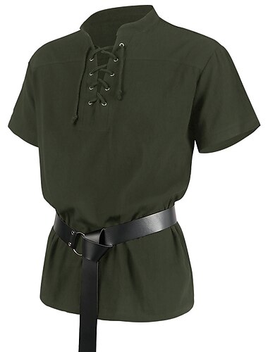  Retro Vintage Punk & Gothic Mittelalterlich Bluse / Hemd Cosplay Kostüm Tunika Ren Faire Ritter Wikinger Outlander Einfarbig Herren Seeräuber Fantasie Karneval Alltagstauglich Renaissance-Messe
