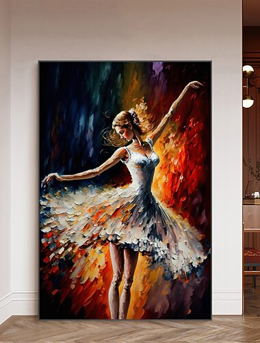  Handmade Oil Painting Canvas Wall Art Decor Original Dancing girl Abstract Figure Painting for Home Decor With Stretched Frame/Without Inner Frame Painting