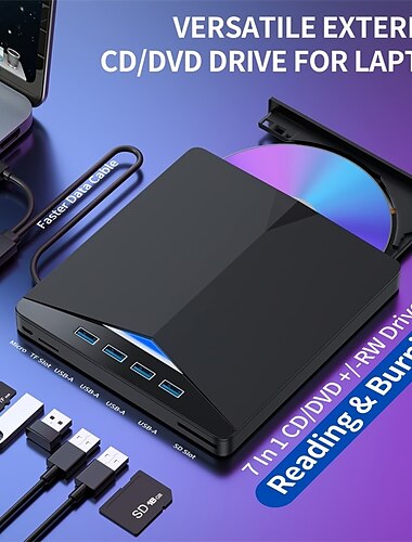  XD013 Unidad de DVD externa Tipo de USB C 3.0 Lector Reproductor Quemador Grabador