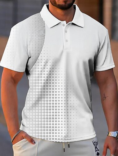  Férfi Mértani Neon Pólóingek Golfing Rövid ujjú Pólóingek Galléros ingek Alkalmi Nyaralási viselet Ünnepi viselet Fesztivál viselet Gombok 3D nyomtatás Fehér Bíbor Szürke