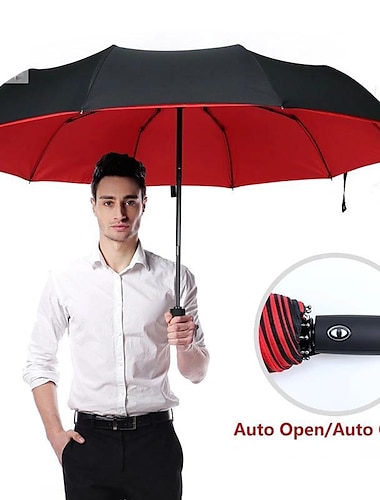  Großer Regenschirm-Sonnenschutz, vollautomatischer, winddichter, doppelschichtiger kommerzieller großer Regenschirm, Durchmesser 105 cm