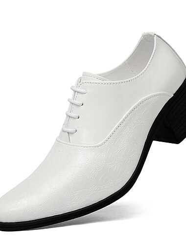  męskie białe lakierowane buty typu oxford ze sztucznej skóry sznurowane – vintage'owe buty na klockowym obcasie z wytłoczonym wzorem krokodyla na wesela, imprezy i formalne wydarzenia