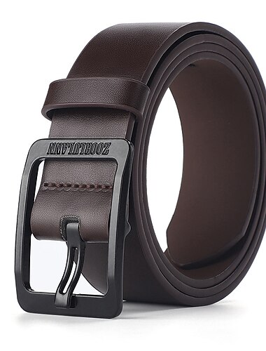  Herren-Gürtel aus Kunstleder mit Rahmenschnalle, schwarze Kaffee-Legierung, Retro-Stil, traditionell, schlicht, Alltagskleidung, Ausgehen, Wochenende