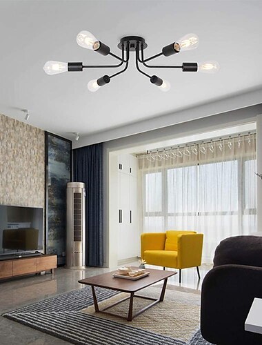  LED-Deckenleuchte, 6 Köpfe, 80 cm, Sputnik-Design, Kronleuchter, Metall, künstlerischer Stil, industrielle Sputnik-Lackierung, künstlerischer nordischer Stil, 110–240 V