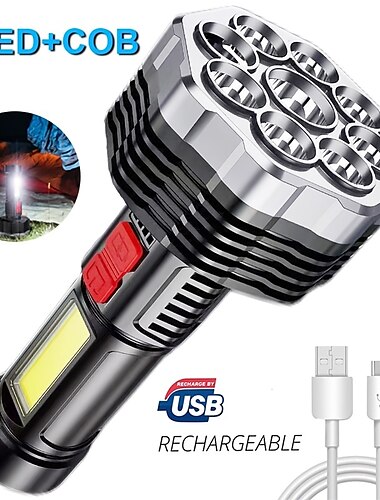  Lampe de poche à 9 led torche super forte avec lanterne de poche rechargeable usb portable étanche