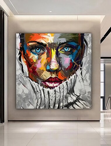  Pintura al óleo hecha a mano lienzo arte de la pared decoración moderna paleta abstracta cuchillo cara de hombre para la decoración del hogar enrollado sin marco pintura sin estirar