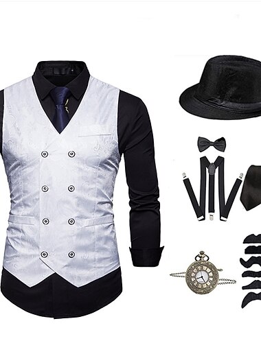  Retro / vintage 1920-luku Hatut Asut Juhla-asu Cosplay Suuri Gatsby Herrasmies Naamiaispuku Miesten Karnevaali Naamiaiset Juhla-iltavaatteet Naamiaiset Rento / arki Aikuisten Hattu liivit Kaikki