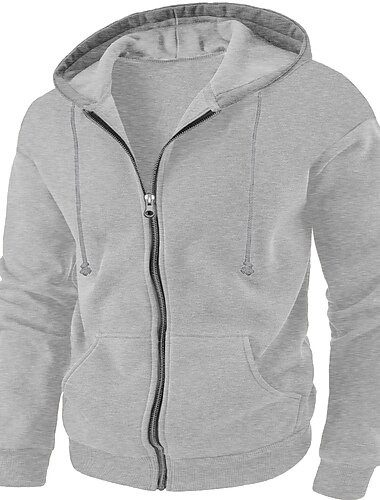  Homens Full Zip Hoodie Jaqueta Preto Azul Marinha Cinza Claro Com Capuz Tecido Desportos e Ar livre Diário Esportes Designer Básico Casual Primavera & Outono Roupa Moletons Moletons Manga Longa