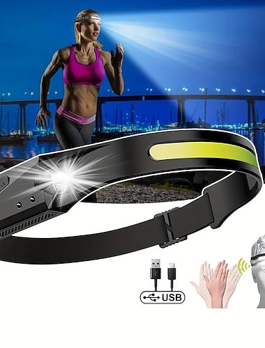  hoofdlamp oplaadbaar 230 breed stralende hoofdlamp led met bewegingssensor voor volwassenen - kampeeraccessoires versnelling waterdichte hoofdlamp zaklamp voor wandelen hardlopen repareren vissen