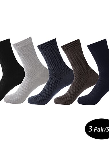  Herren 3 Paare Socken Stricken Schwarz Hellgrau Farbe Glatt Casual Täglich Grundlegend Mittel Sommer Frühling Herbst Atmungsaktiv