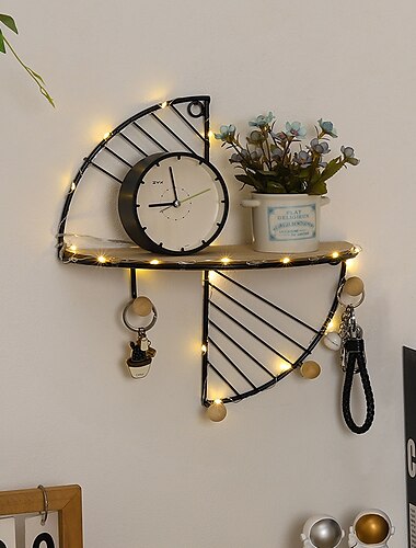 Wandregal aus Metall, Wanddekoration, Flur, Wandregal für Wohnzimmer, Kunsthandwerk, Präsentationsständer, Blumentopfhalter, Tablett ohne Licht