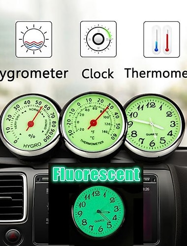  1 st auto lichtgevende klok thermometer hygrometer auto decoratie lichtgevende klok auto quartz horloge multifunctionele auto interieur decoratie